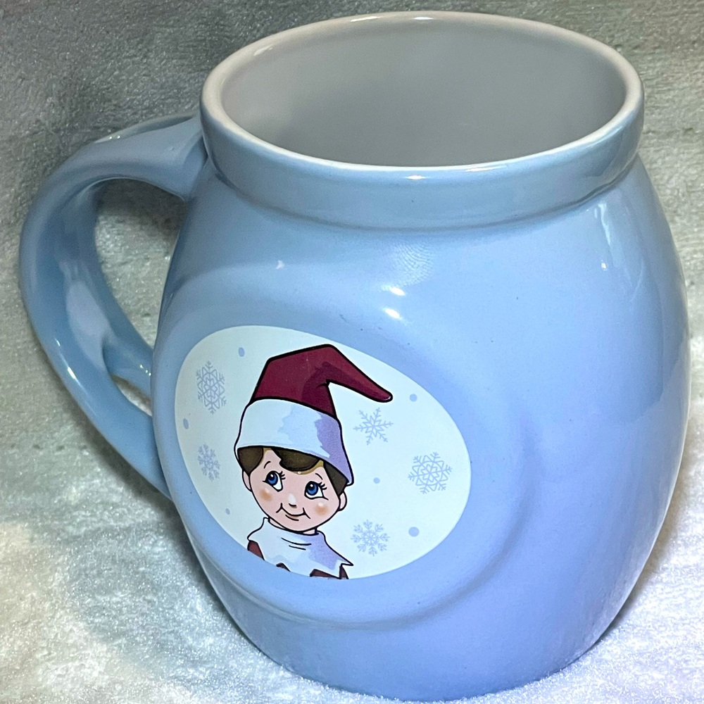 CCA & B “2020” Elf On The Shelf Christmas Holiday Blue Ceramic Mug w/Spoon Slot
